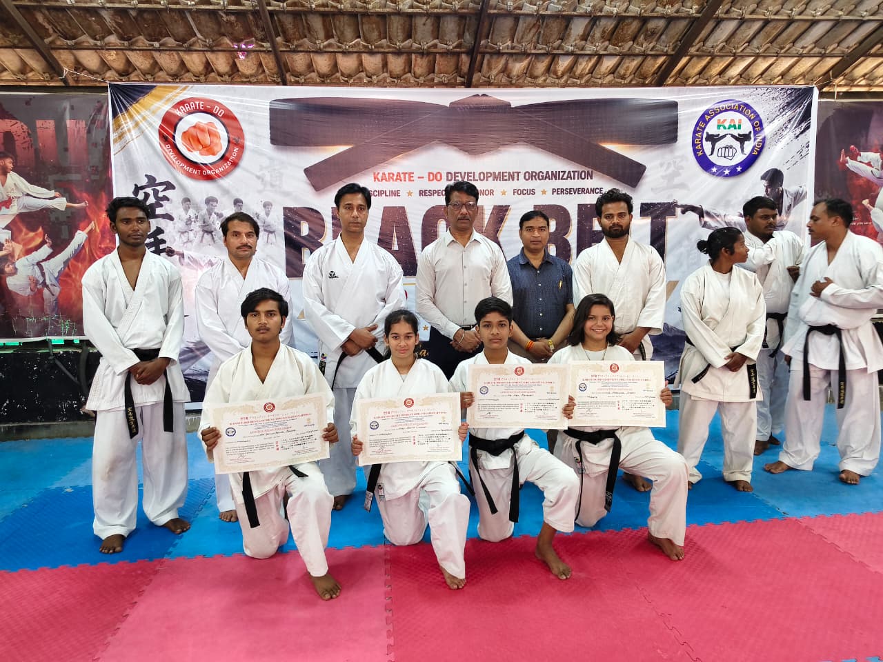 Black belt graduation ceremony at Champion Martial Art and Yog Academy